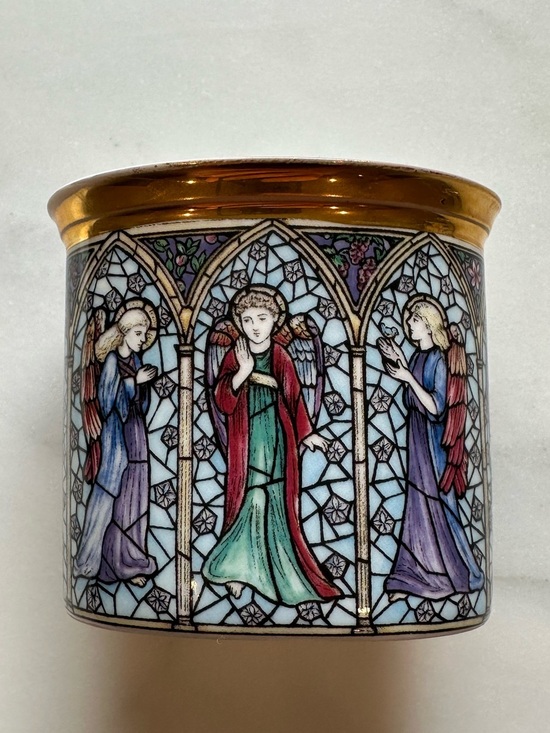 Halcyon Days Other - Halcyon Days Porcelain Stained Glass Saints Oval Trinket Vase